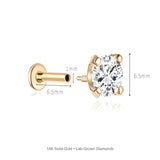 Classic Round Lab-Grown Diamond Flat-Back Stud | 14K Solid Gold