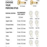 Marquise Lab-Grown Diamond Flat-Back Stud Earring | 14K Solid Gold