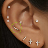 Curved Crescent Lab-Grown Diamond Flat-Back Stud | 14K Solid Gold