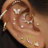 Curved Crescent Lab-Grown Diamond Flat-Back Stud | 14K Solid Gold
