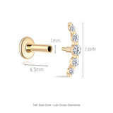 Curved Crescent Lab-Grown Diamond Flat-Back Stud | 14K Solid Gold