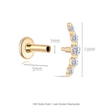 Curved Crescent Lab-Grown Diamond Flat-Back Stud | 14K Solid Gold
