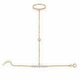 Diamond Ring Band Bracelet Combined Hand Chain | 10/14K Solid Gold