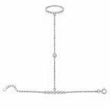 Diamond Ring Band Bracelet Combined Hand Chain | 10/14K Solid Gold