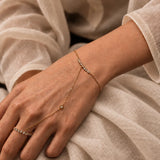 Diamond Ring Band Bracelet Combined Hand Chain | 10/14K Solid Gold