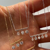 The Equilibrium - Dangling Lab Diamond Bar Necklace | Solid Gold