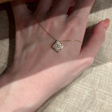 The Tessera - Geometric Emerald Cut Diamond Cluster Necklace | Solid Gold