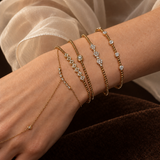 Diamond Ring Band Bracelet Combined Hand Chain | 10/14K Solid Gold