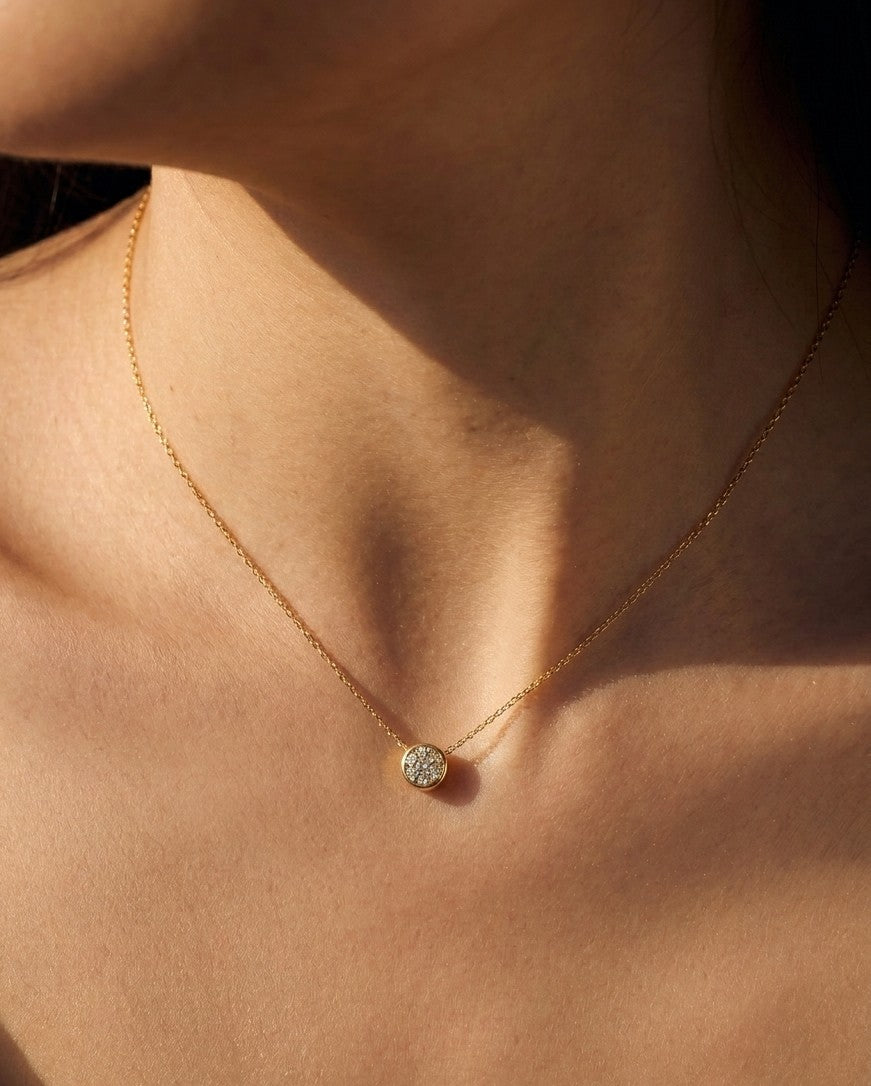 The Vesta - Bezel Set Round Lab Diamond Solitaire Necklace | Solid Gold